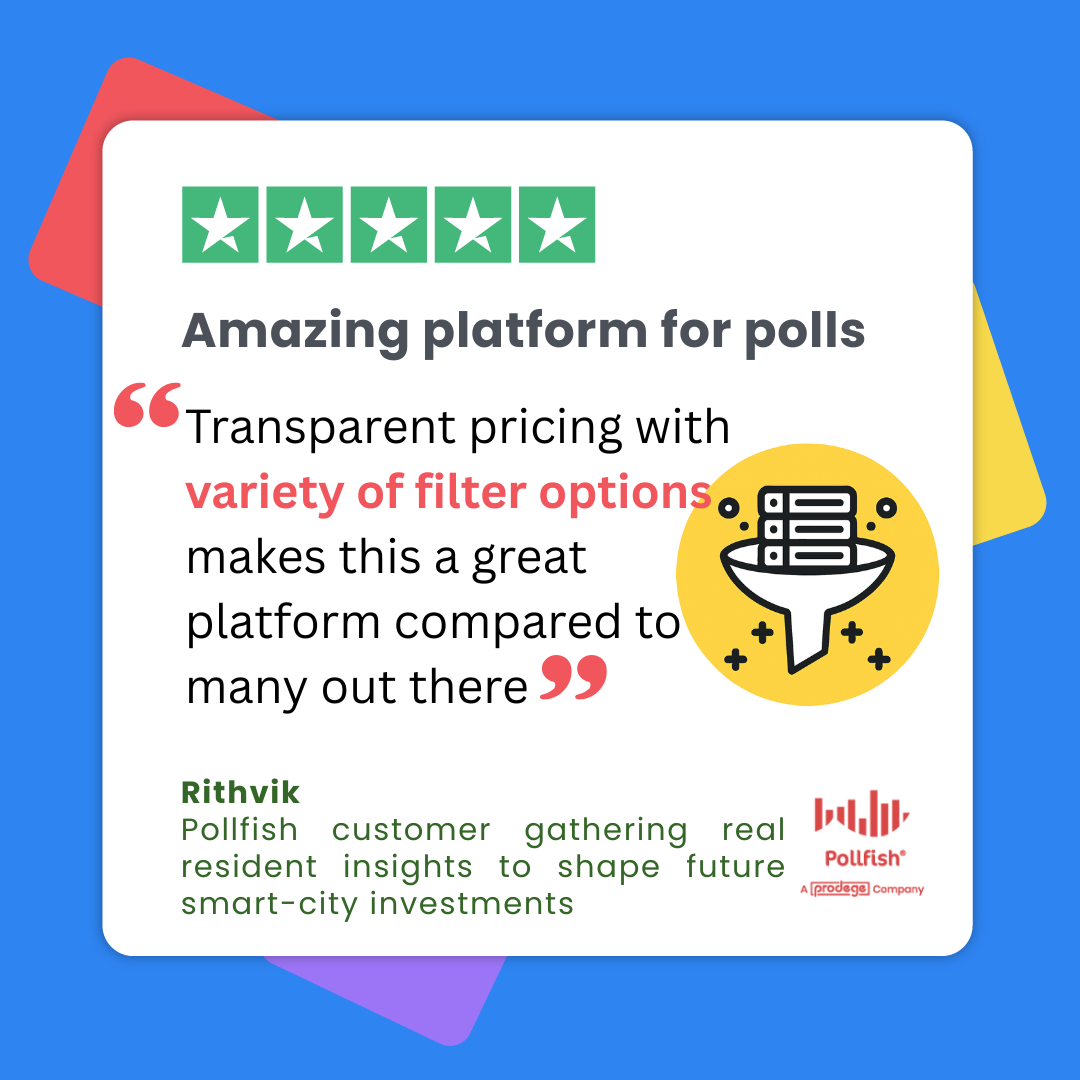 Pollfish has transparent pricing with variety of filter options makes this a great platform compared to many out there