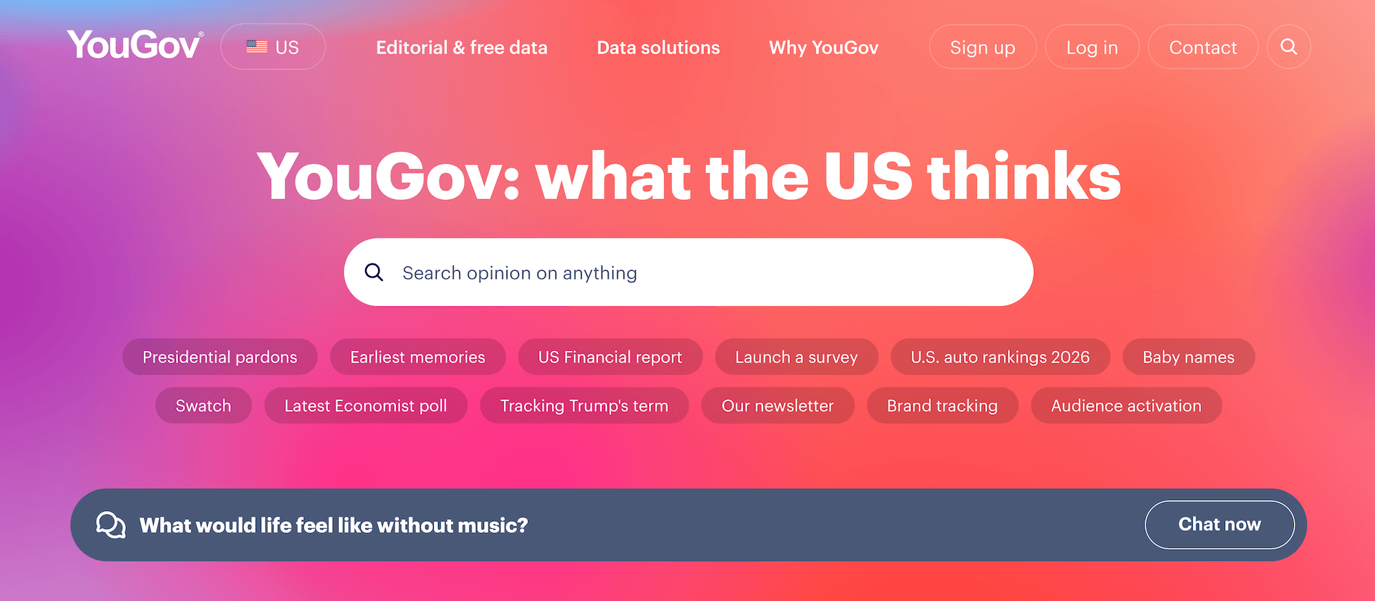 YouGov homepage: What the US thinks